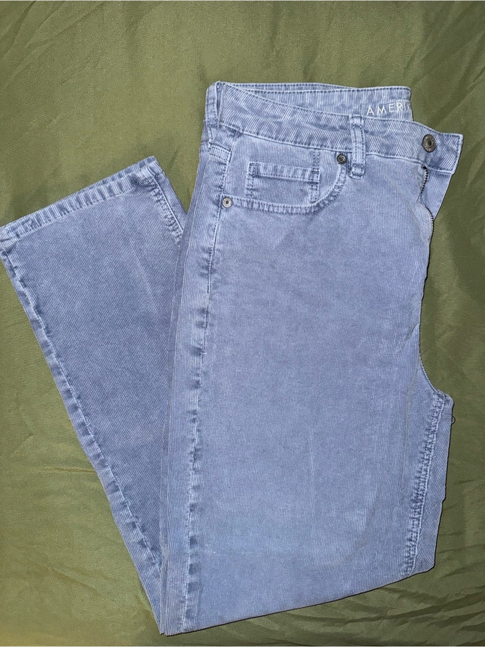 American Eagle Light Blue Women's Corduroy Pants - Classic High-Rise Fit